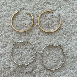 Set of 2 - Gold and Silver Hoop Earrings